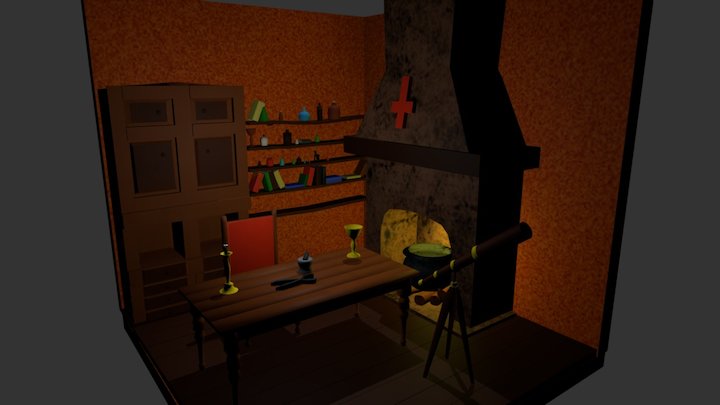 17th century study (low poly) 3D Model