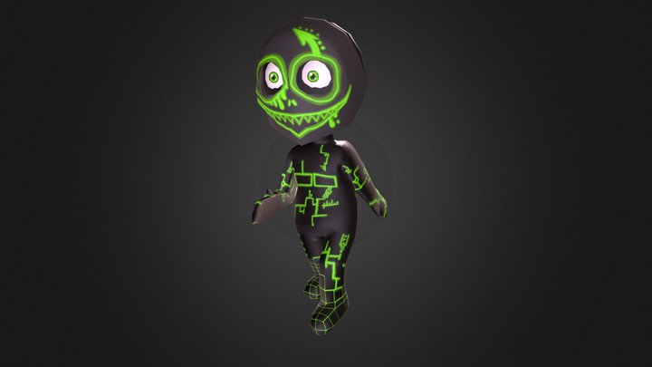 Walk animation cyber character 3D Model