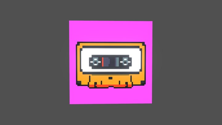 a neon pixel casette – Kostenloses 3D-Modell STL