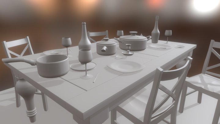 Model Creation - Kitchen Scene Table Settings 3D Model