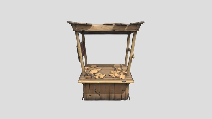 Wooden Market Stall of Goddamn Circus 3D Model