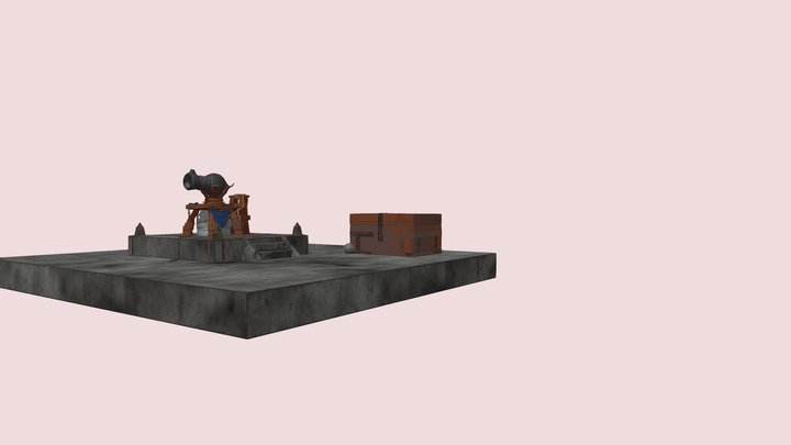 "Stylized Cannon with Base" 3D Model