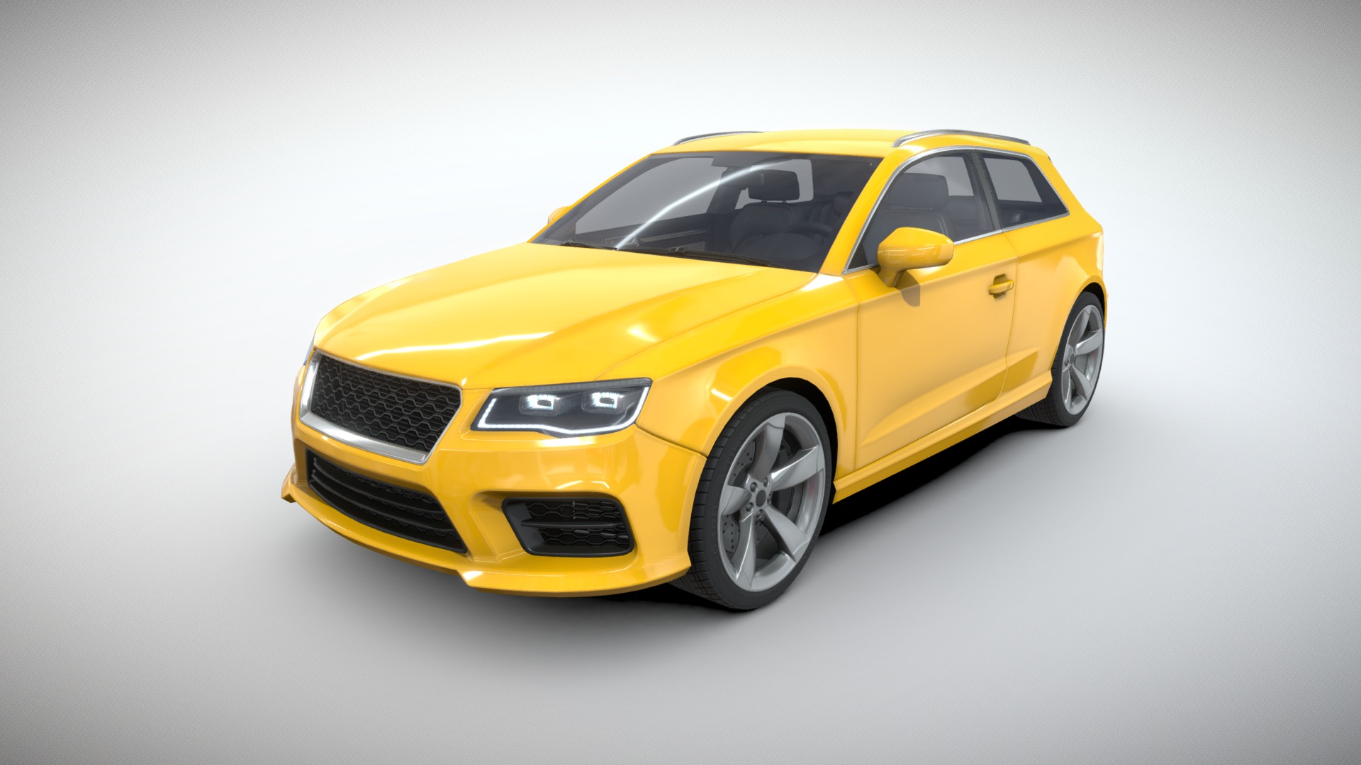 3D model Realistic Car HD 03 - This is a 3D model of the Realistic Car HD 03. The 3D model is about a yellow car with a white background.