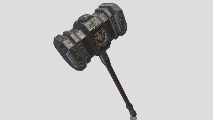 Battle Hammer Low Poly 3D Model