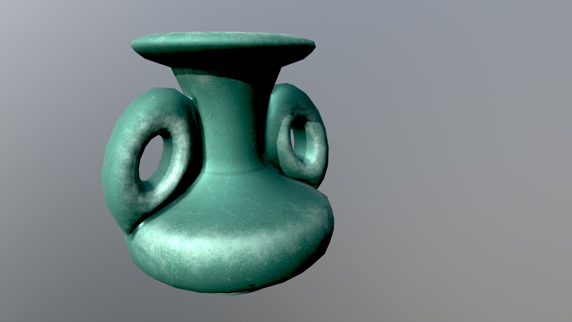 3D model Pottery Vase Low - This is a 3D model of the Pottery Vase Low. The 3D model is about a green vase with a handle.