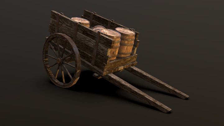 Cart And Barrels - Medieval Project 3D Model