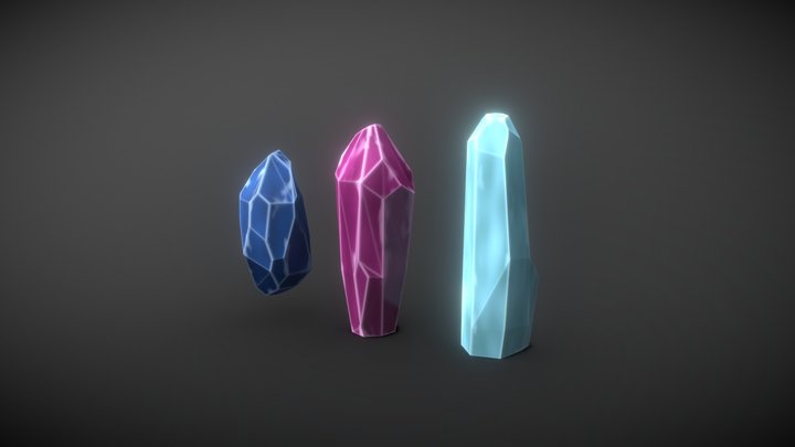 Low Poly Stylized Crystals 3D Model