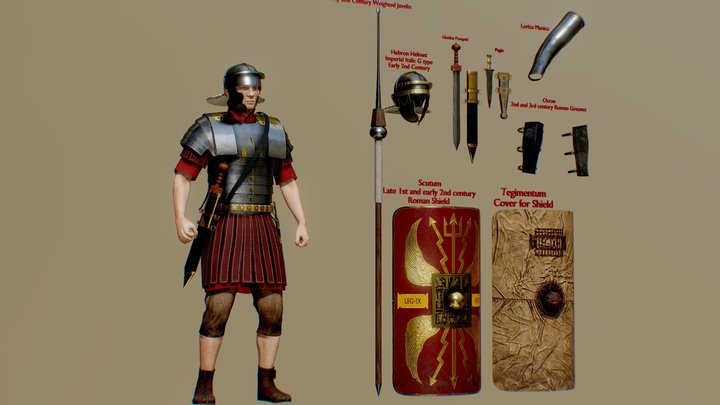 Roman Legionary Leg IX Hispana 120 AD - Rigged 3D Model
