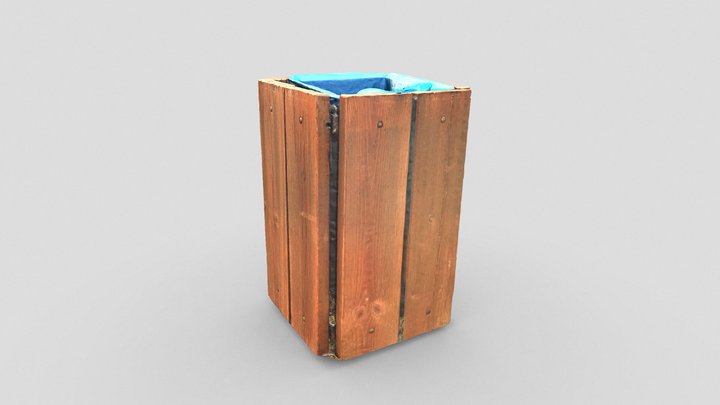 Wooden outdoor trash can 3D Model