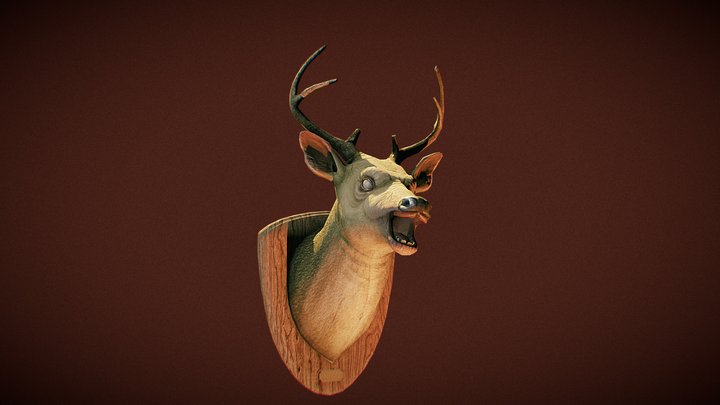 Evil Deer Trophy Head 3D Model