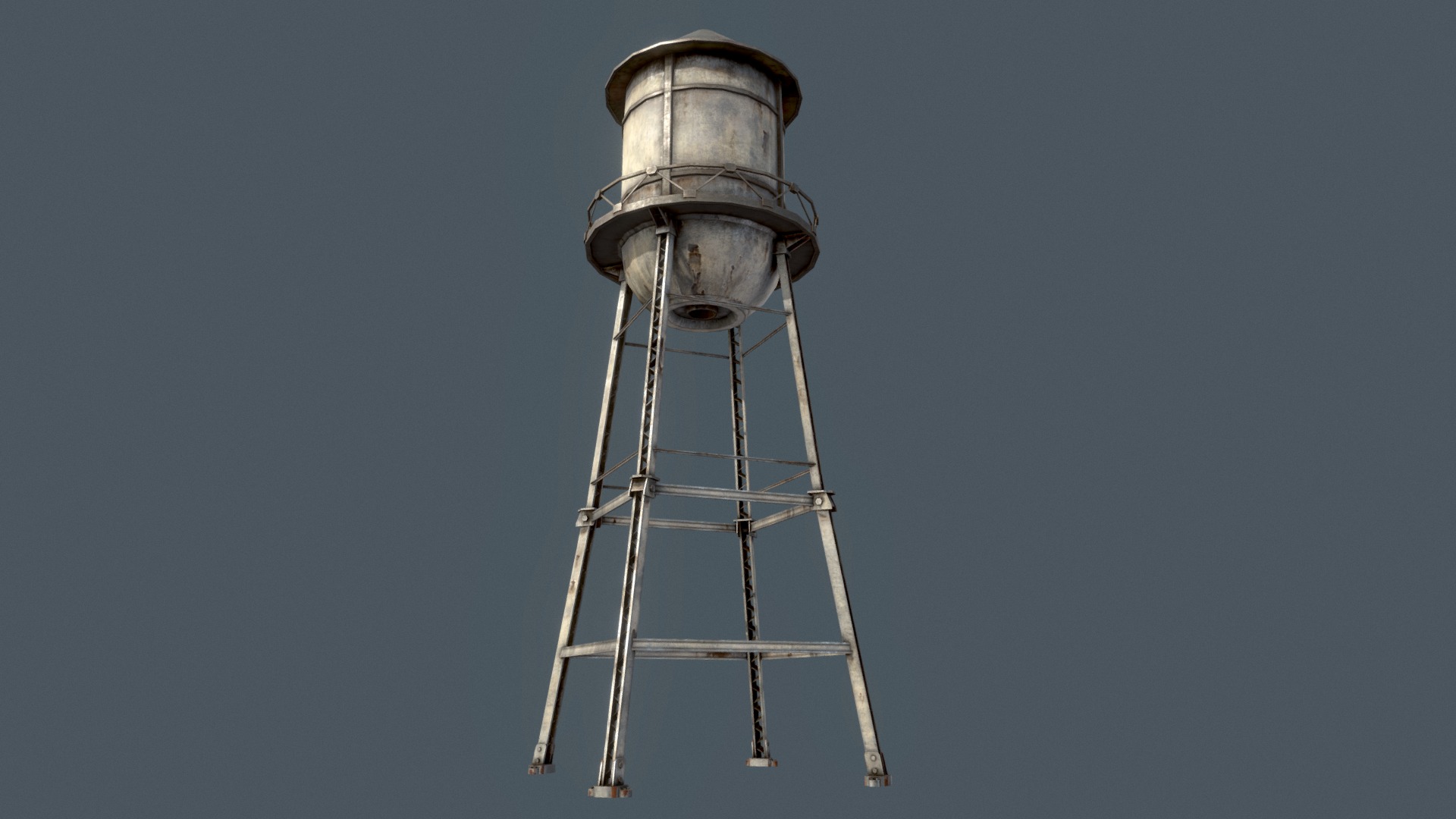 3D model Old Water Tower PBR - This is a 3D model of the Old Water Tower PBR. The 3D model is about a water tower with a water tank.