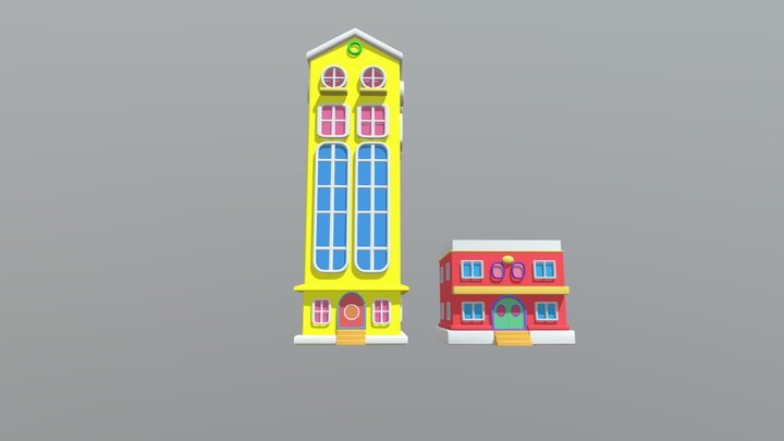 Cartoon-style_building 3D models - Sketchfab