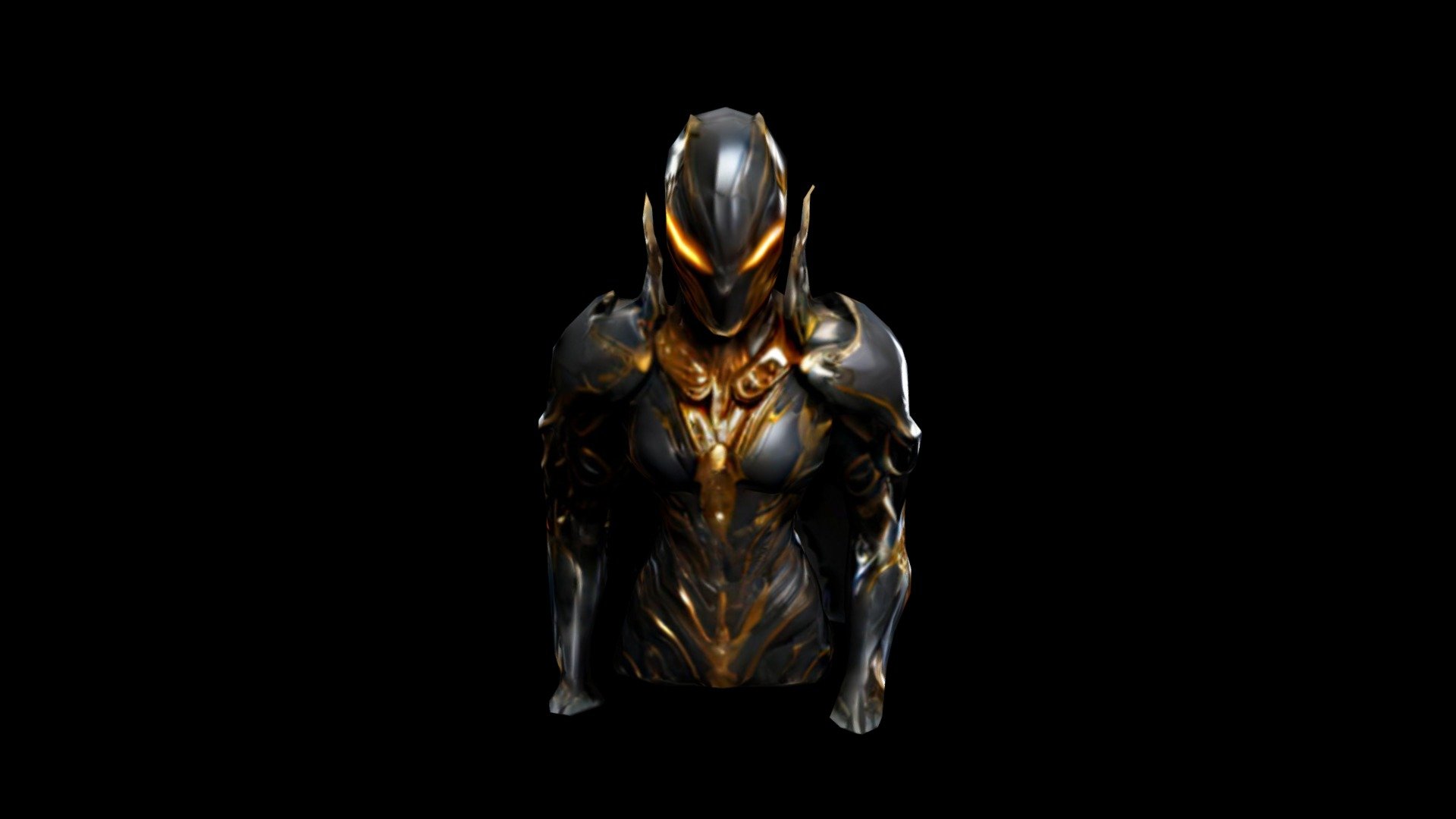 a black and gold armored figure with glowing - Download Free 3D model ...