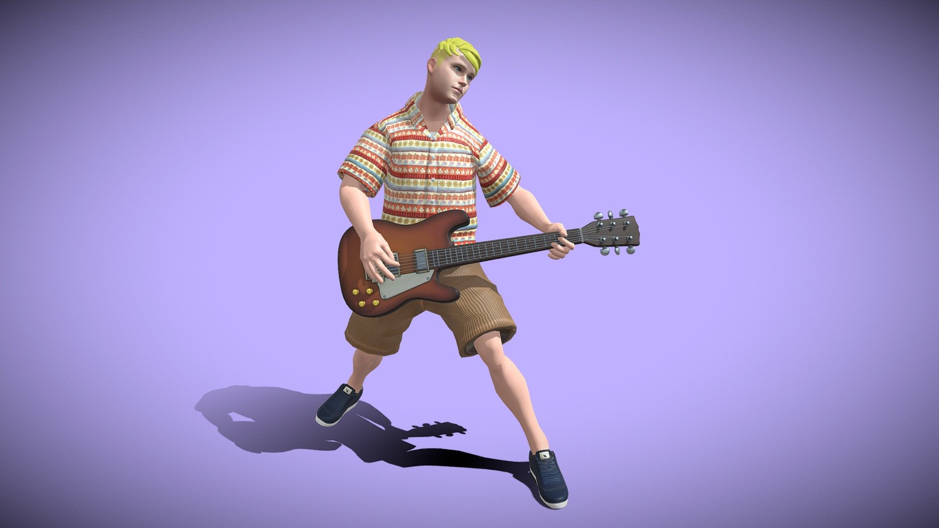 Animated Musical Trem Playing Guitar Loop