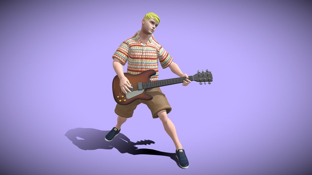 Animated Musical Trem Playing Guitar Loop