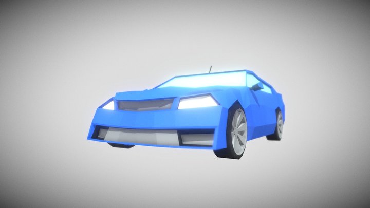 Blue Low Poly Car 3D Model