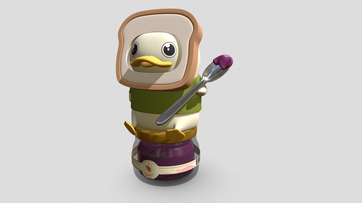 Duck with Toast 3D Model