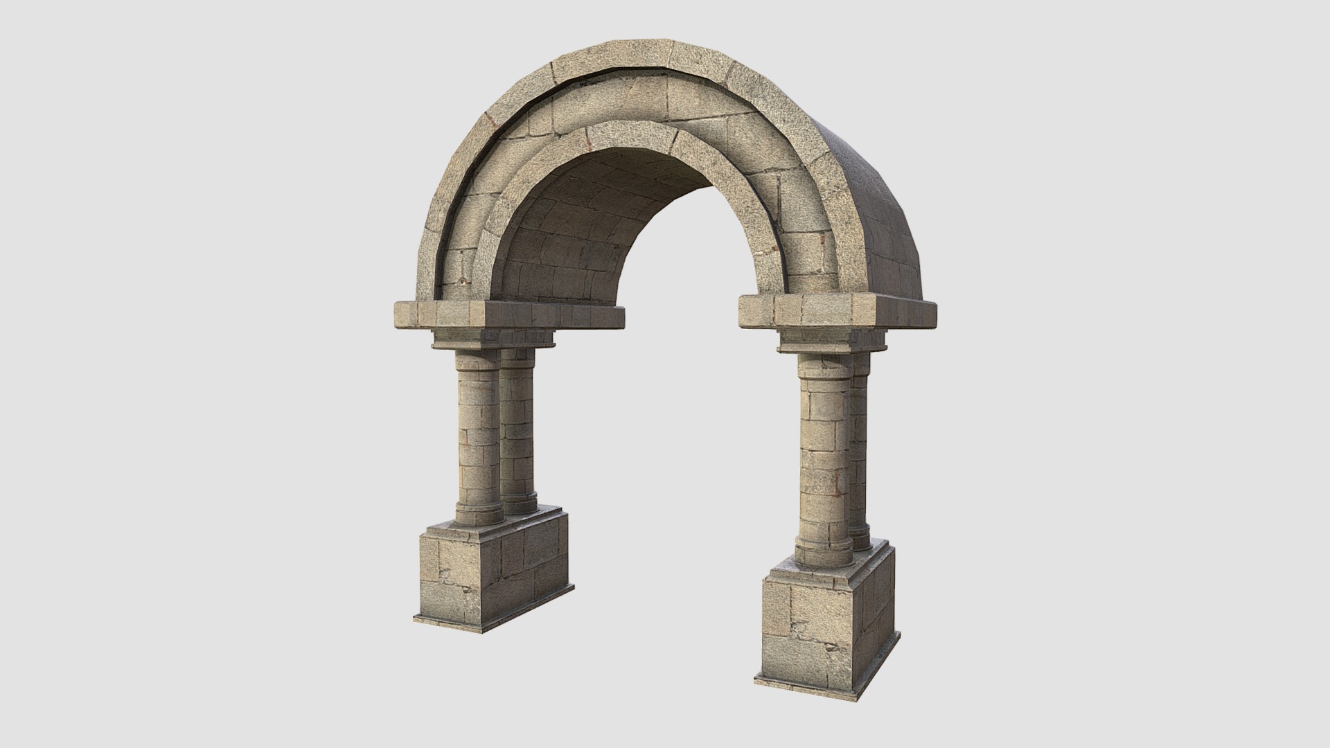 3D model Door - This is a 3D model of the Door. The 3D model is about a stone structure with columns.