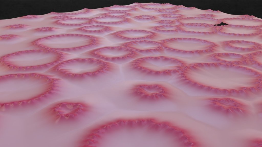 Pink cratered surface