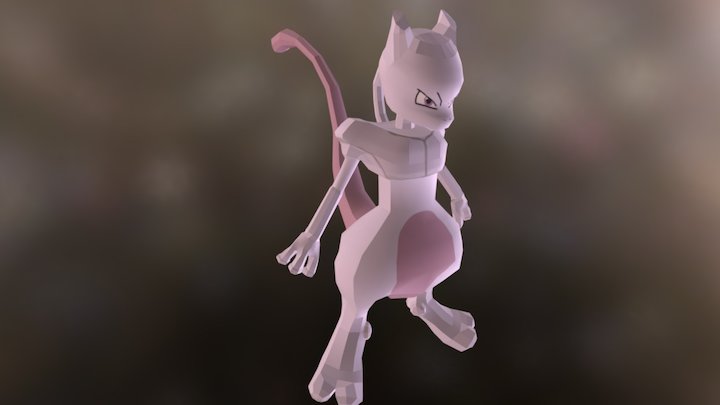 Mewtwo (Low Poly) 3D Model