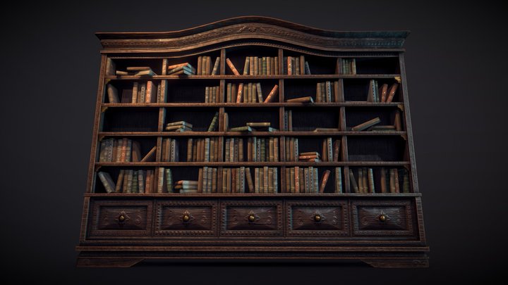 Old bookshelf 3D Model