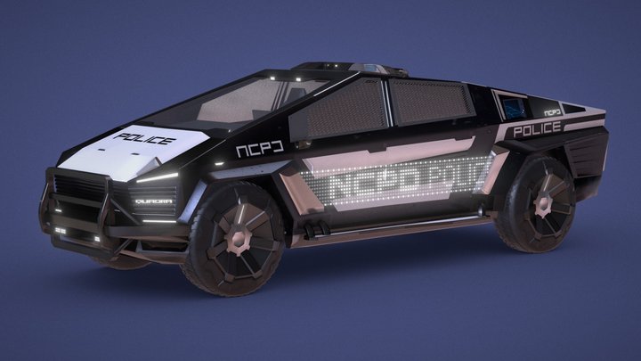 Cyberpunk 2077 - Quadra Cybertruck Police car 3D Model
