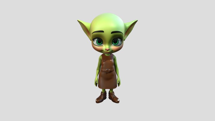 Green-skinned humanoid with pointed ears 3D Model