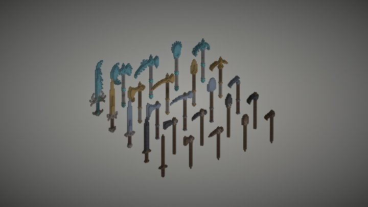 Voxel weapons & tools pack 3D Model