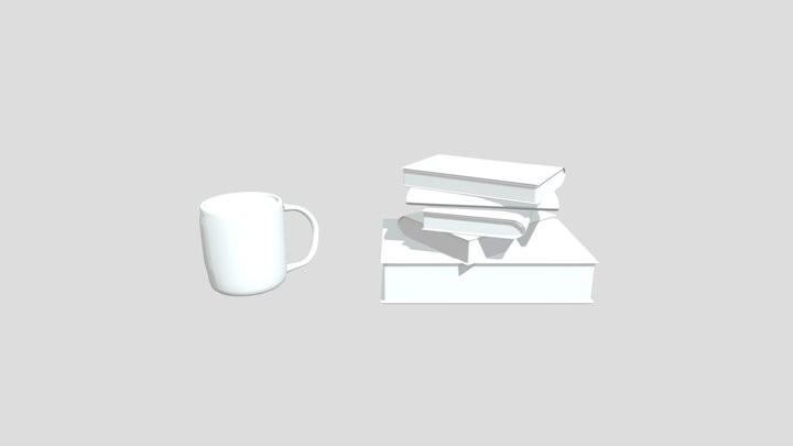 Cup of tea & books. 3D Model