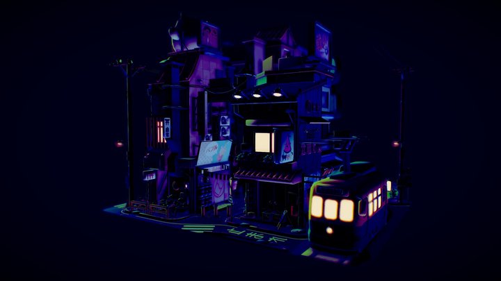 Neon Night Littlest Tokyo - 3D Editor Challenge 3D Model
