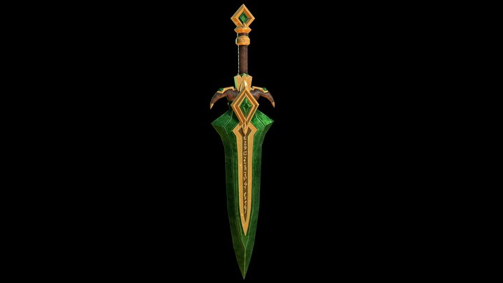 Worn Emerald Dagger 3D Model