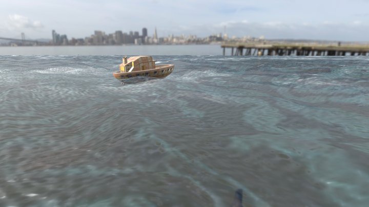 Free Boat on the Ocean Animation 3D Model