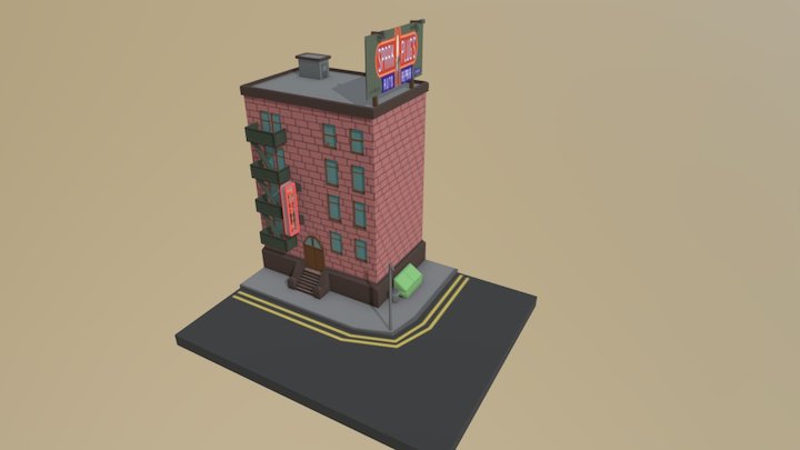 Low Poly City Apartment 3D Model