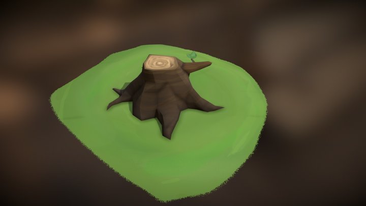 Cartoon Treestump 3D Model