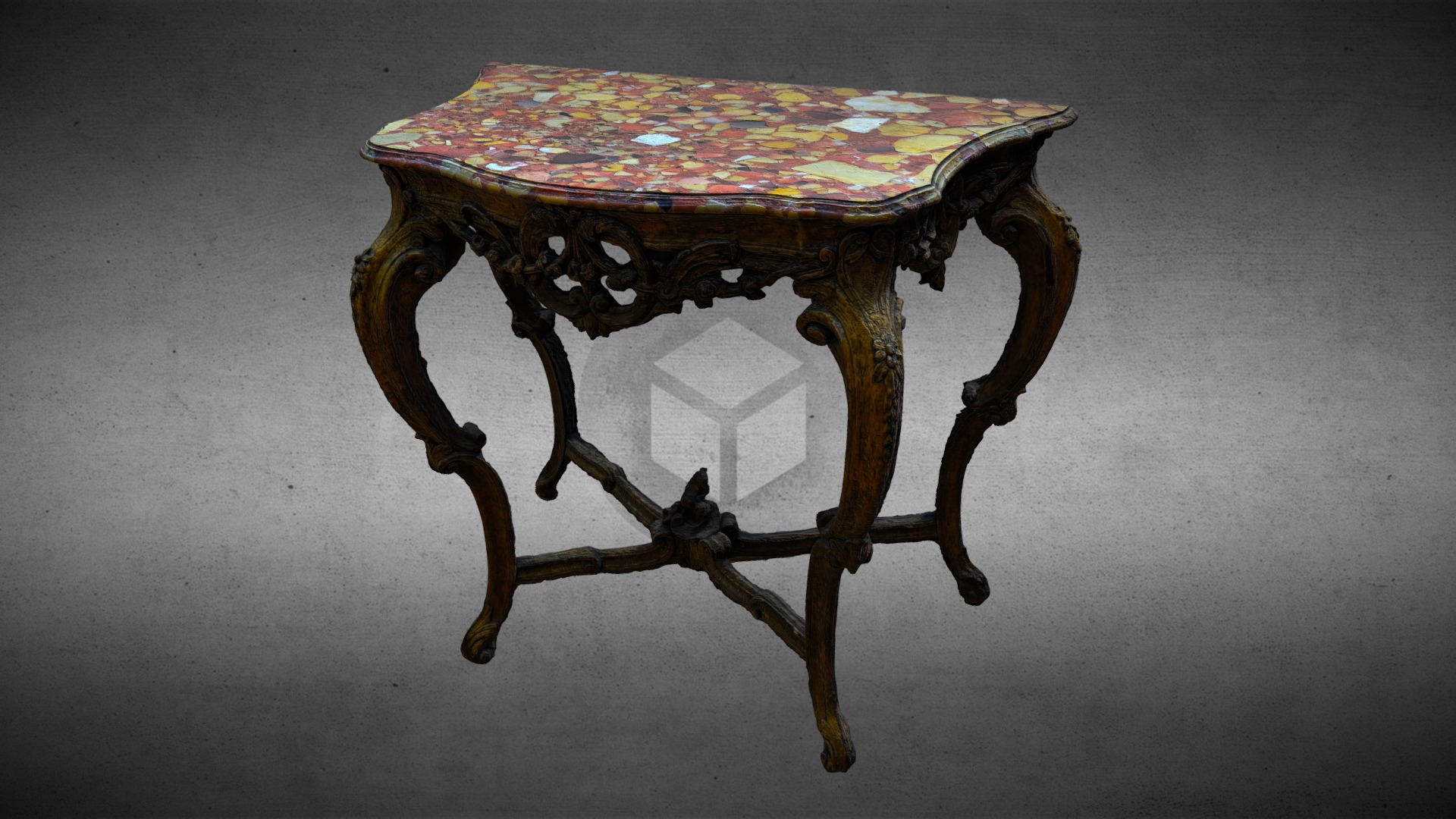 3D model Table Louis XIV - This is a 3D model of the Table Louis XIV. The 3D model is about a table with a box on it.