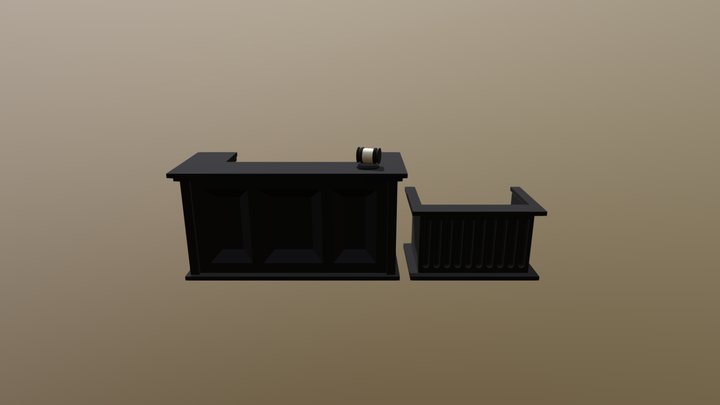 Court Room Desk 3D Model