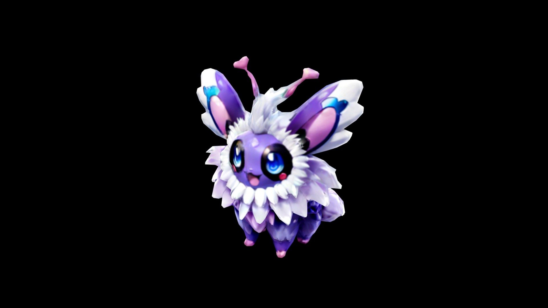 A cheerful purple and white creature with butter - Download Free 3D ...