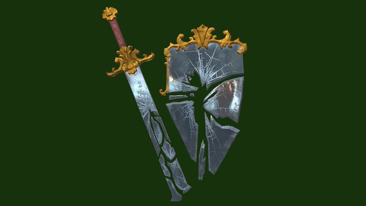 Shatterseal Sword and Shield 3D Model