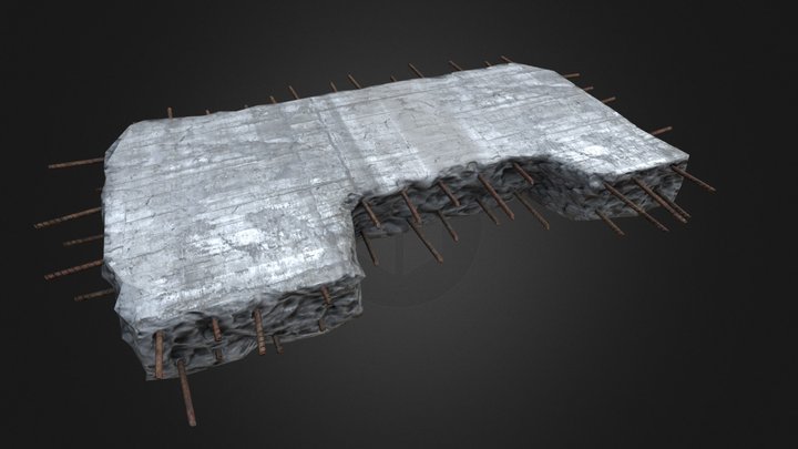 Damaged concrete block 3D Model