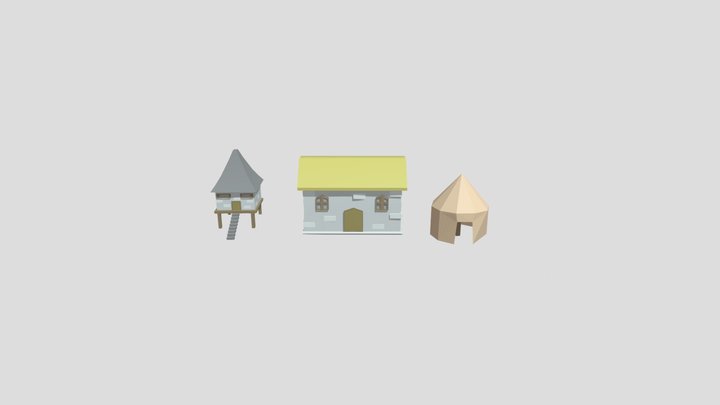 Low Poly Medieval Buildings 3D Model