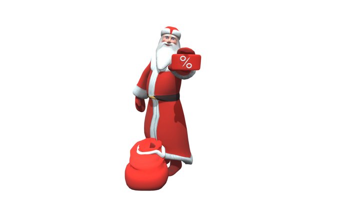 Santa appearing and offering gift 3D Model