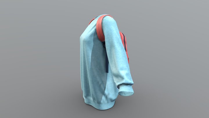 Female Sweat Top With Backpack 3D Model