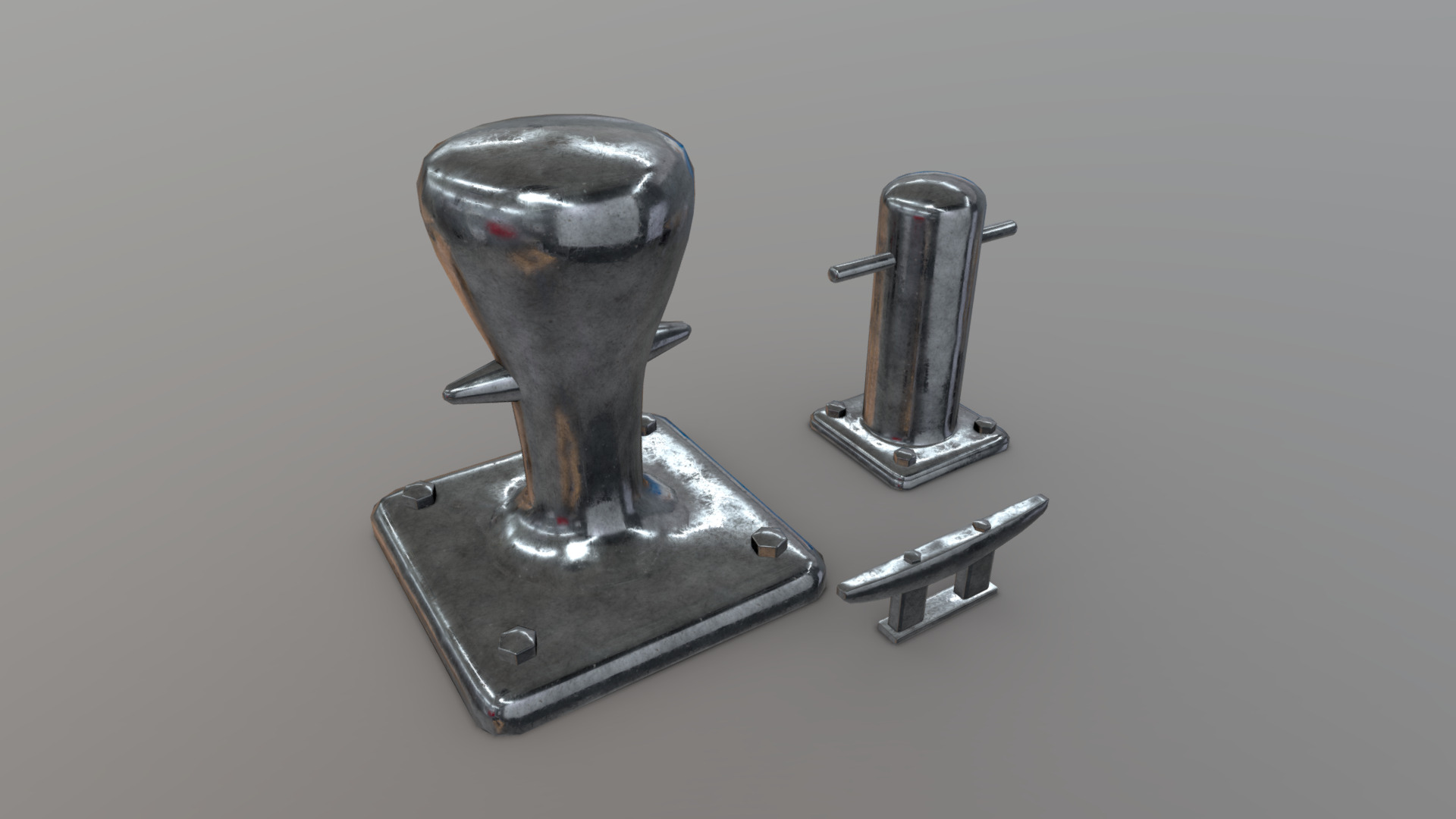 3D model Bollard Cleat - This is a 3D model of the Bollard Cleat. The 3D model is about a pair of metal objects.