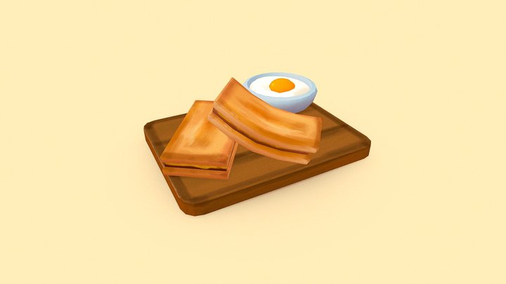 Kaya Toast with Soft Boiled Egg 3D Model