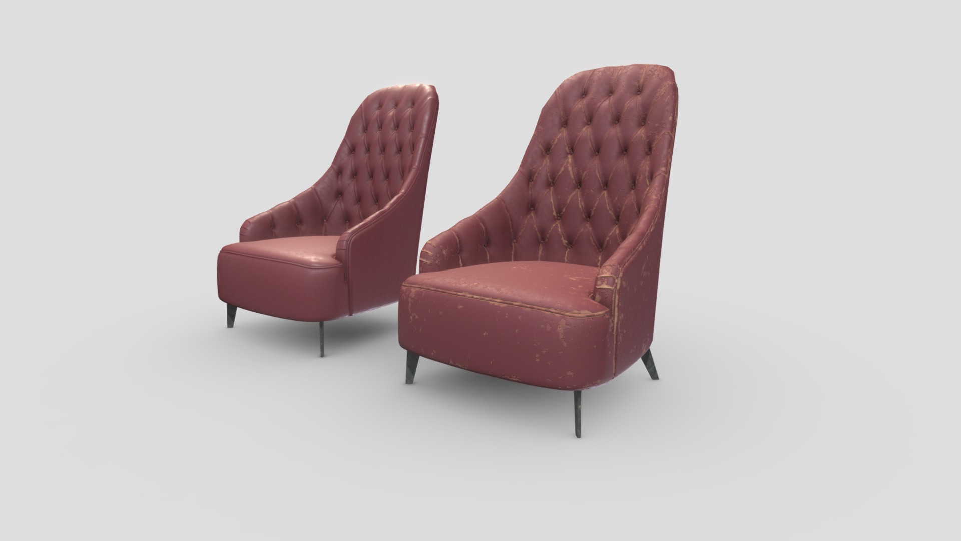3D model Chair capitonnè - This is a 3D model of the Chair capitonnè. The 3D model is about a red chair and a brown chair.