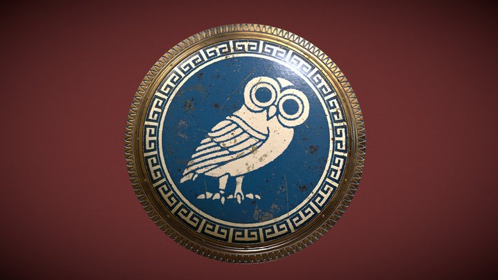 Shield Hoplon - Owl Athens 3D Model