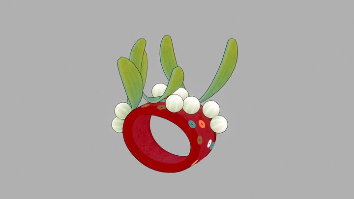 Holiday Red Ribbon Bracelet 3D Model