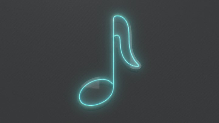 Music Note 2 - Neon Sign 3D Model