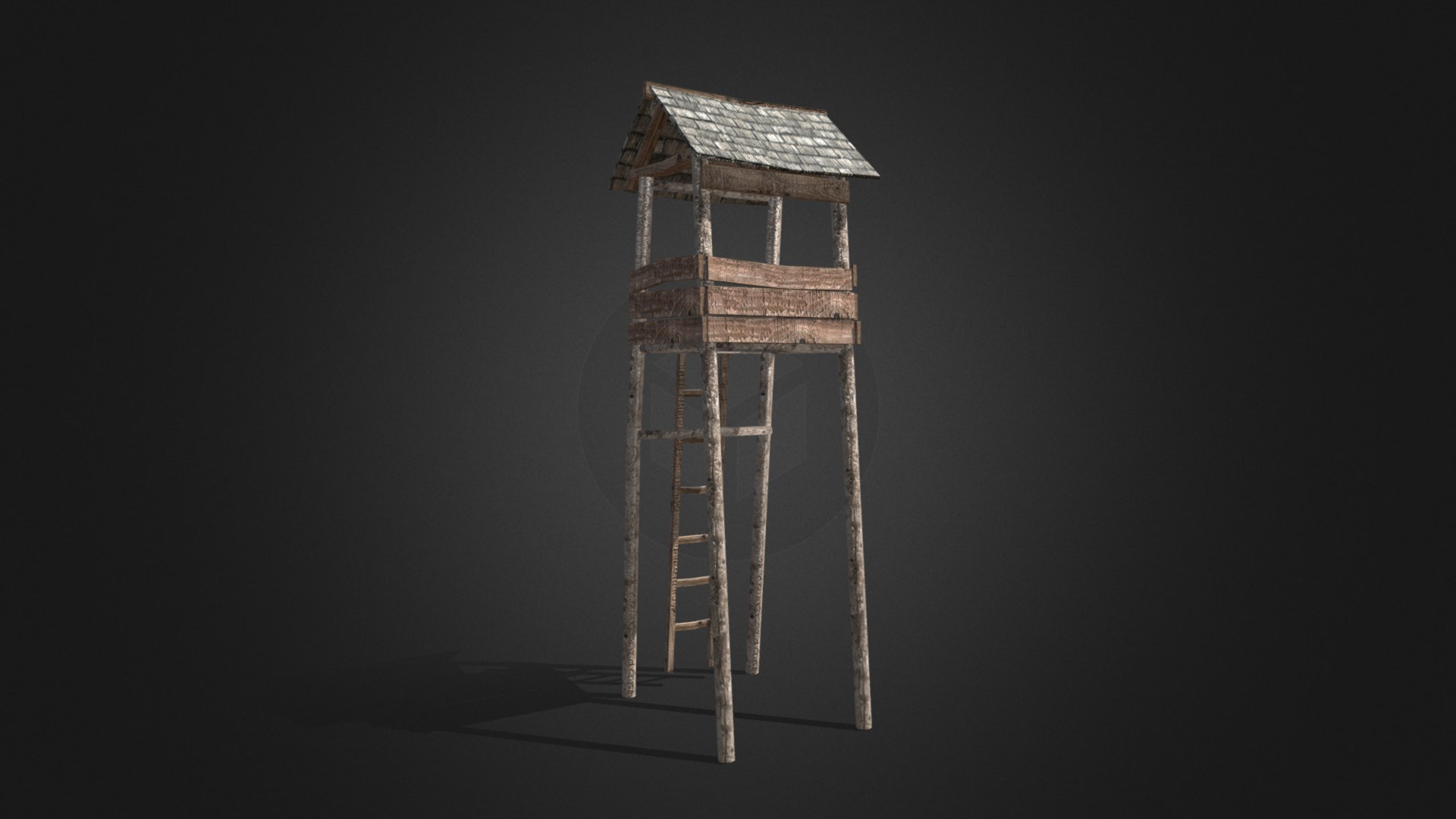 3D model Wooden tower - This is a 3D model of the Wooden tower. The 3D model is about a small wooden tower.