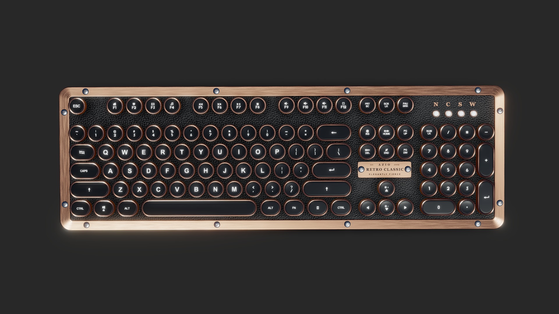 3D model Azio Retro Classic Keyboard - This is a 3D model of the Azio Retro Classic Keyboard. The 3D model is about a black and silver audio device.
